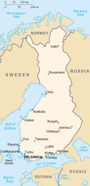 Карта Финляндии