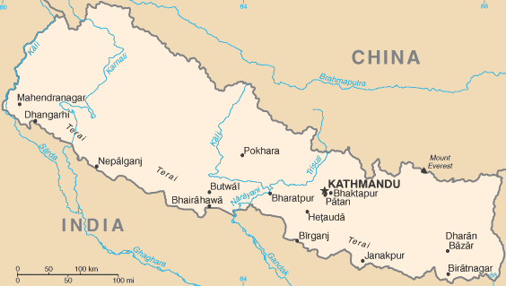 Карта Непала