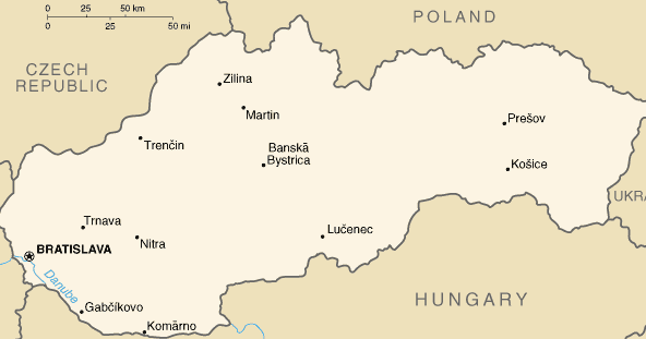 Карта Словакии