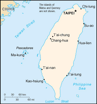 Карта Тайваня