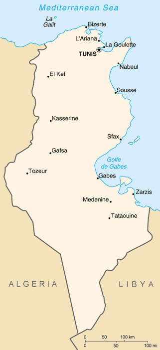 Карта Туниса