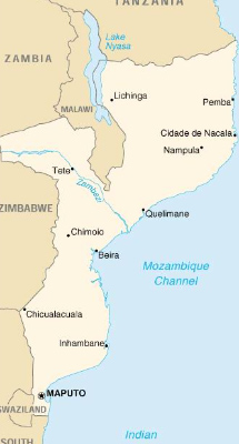 Карта Мозамбик